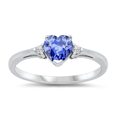 白いダイヤモンドのアクセントの花の設計JewelersClub Tanzaniteリング純銀製リング宝石類