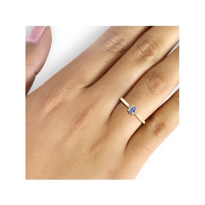 14Kイエロー・ゴールドのTanzanite 0.06CTWのダイヤモンド ロープの婚約指輪