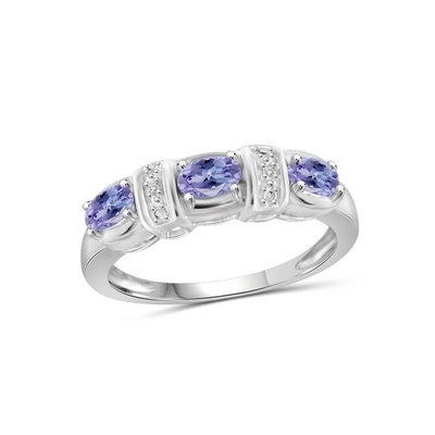 925純銀製ロジウムTanzanite及びDiam.Engagementリングを使って