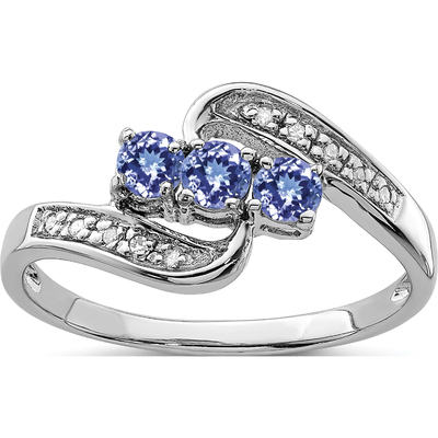 925純銀製ロジウムTanzanite及びDiam.Engagementリングを使って