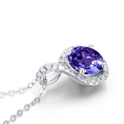 自然なTanzaniteの無限中心の吊り下げ式のネックレスのダイヤモンド最高時のSilverI 14K