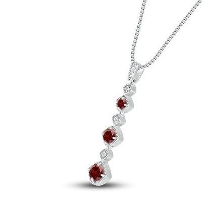 925純銀製が付いている自然なガーネット ネックレス1/20 ct twのダイヤモンド