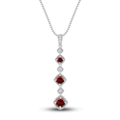 925純銀製が付いている自然なガーネット ネックレス1/20 ct twのダイヤモンド