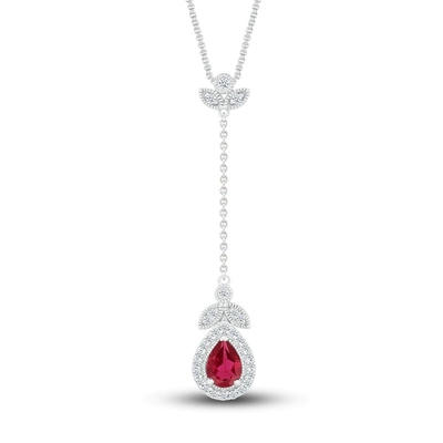 925純銀製が付いている自然なガーネット ネックレス1/20 ct twのダイヤモンド