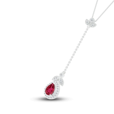 925純銀製が付いている自然なガーネット ネックレス1/20 ct twのダイヤモンド