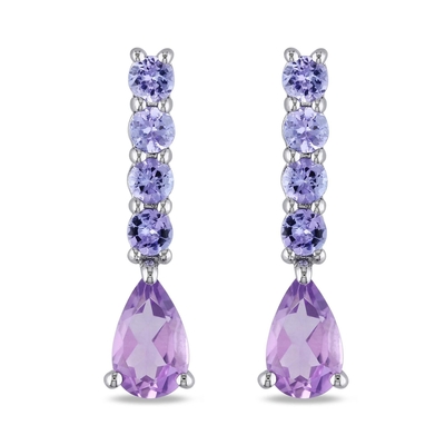 2.46 ct。t.w.紫色および1/10 ct。t.w.純銀製のダイヤモンドのLeverbackのイヤリング