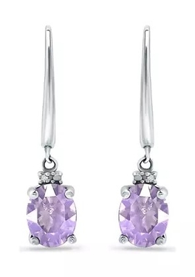 2.46 ct。t.w.紫色および1/10 ct。t.w.純銀製のダイヤモンドのLeverbackのイヤリング