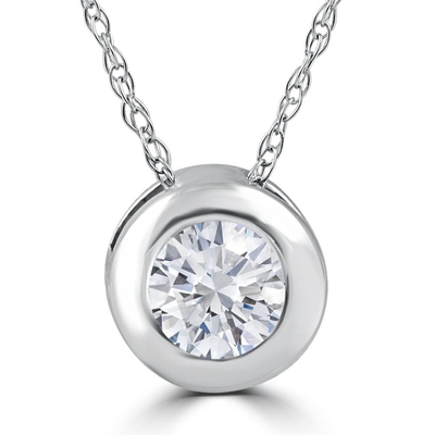 帝国1/6Ct TDWのダイヤモンド10kローズの金の円形のダイヤモンドのハローの吊り下げ式のネックレス