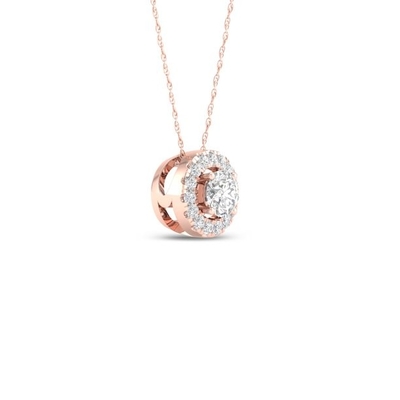 帝国1/6Ct TDWのダイヤモンド10kローズの金の円形のダイヤモンドのハローの吊り下げ式のネックレス