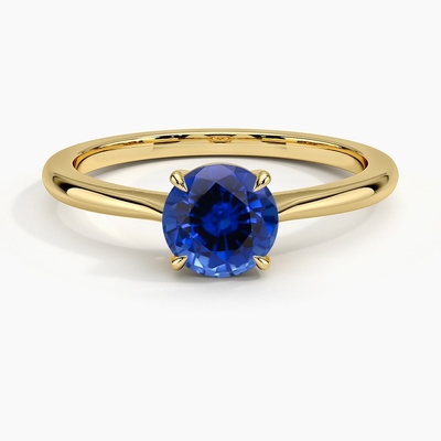 6mmの優れた青い円形のサファイアが付いているサファイアのElleの一つはめの宝石RingSet
