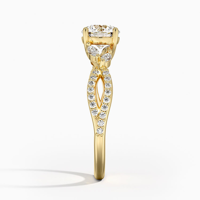 豪華なヤナギのダイヤモンドの婚約指輪（1/4 Ct。Tw.）9K金を使って0.75個のカラットの円形のダイヤモンドを使って