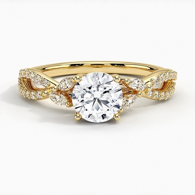 豪華なヤナギのダイヤモンドの婚約指輪（1/4 Ct。Tw.）9K金を使って0.75個のカラットの円形のダイヤモンドを使って