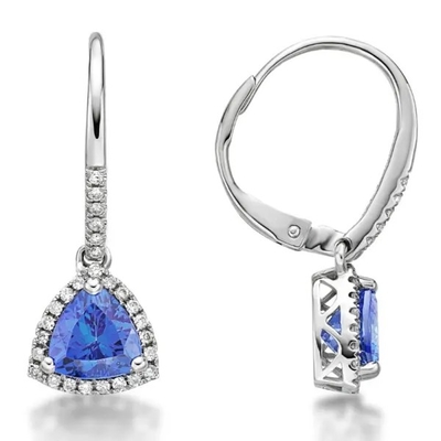 925の純銀製の一つはめの宝石の青いTanzaniteのイヤリングの宝石類CZの小さく古典的な兆の切口のTanzaniteのスタッドのイヤリング