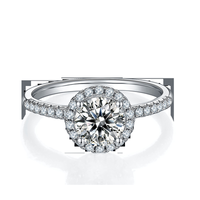 定形可憐なバンド リングのあたりの925の純銀製の宝石類のダイヤモンドのMoissaniteの婚約指輪