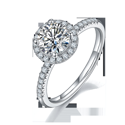 定形可憐なバンド リングのあたりの925の純銀製の宝石類のダイヤモンドのMoissaniteの婚約指輪