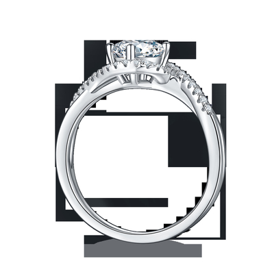 簡単な到着S925の明るい配置の女性の無限ラウンド カットのMoissaniteのリボンのねじれの結婚式の婚約指輪