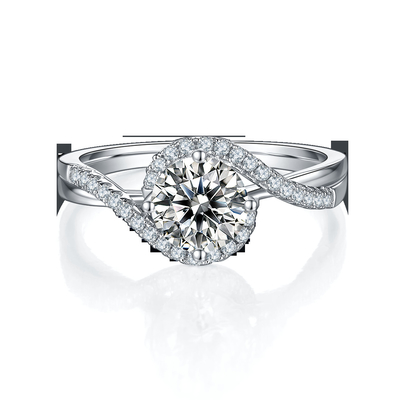 簡単な到着S925の明るい配置の女性の無限ラウンド カットのMoissaniteのリボンのねじれの結婚式の婚約指輪