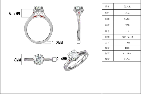 最小主義の注文のダイヤモンドのMoissaniteの婚約指輪は女性のためのリングを約束する