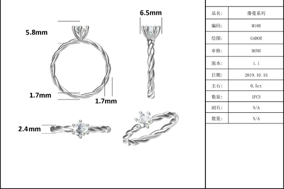 女性のためのMoissaniteの約束は一定のダイヤモンドを鳴らし、サファイアの結婚指輪のホワイト ゴールドは舗装する