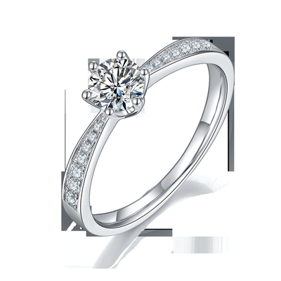 Milgrain Moissaniteの婚約指輪14Kのホワイト ゴールドのMoissaniteリング型の婚約指輪