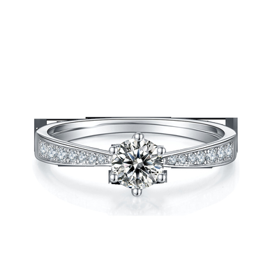 Milgrain Moissaniteの婚約指輪14Kのホワイト ゴールドのMoissaniteリング型の婚約指輪