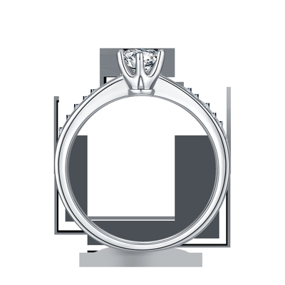 Milgrain Moissaniteの婚約指輪14Kのホワイト ゴールドのMoissaniteリング型の婚約指輪