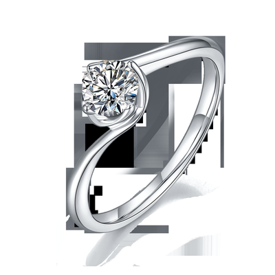 ホワイト ゴールド14のカラットの実験室によって育てられたMoissanite型はMoissaniteの約束のダイヤモンドの宝石類リングを促した