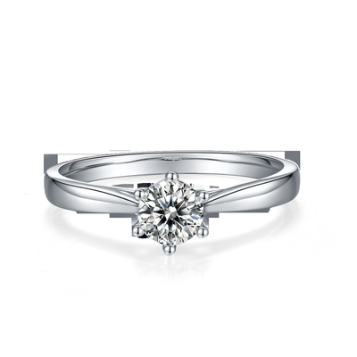 最小主義の結婚の宝石類9K銀製リング白いMoissanite CZをラウンド カット