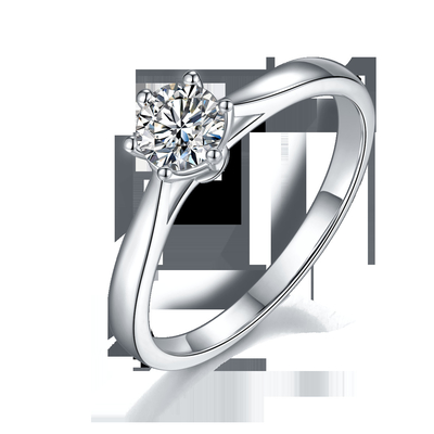 最小主義の結婚の宝石類9K銀製リング白いMoissanite CZをラウンド カット