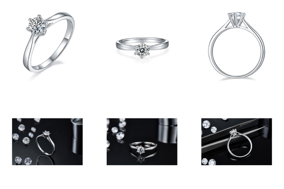 最小主義の結婚の宝石類9K銀製リング白いMoissanite CZをラウンド カット