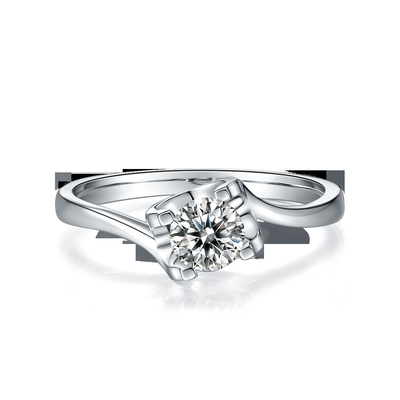 RD 4MM台形白いMoissanite 9Kの銀製リングCZの最小主義の結婚の宝石類