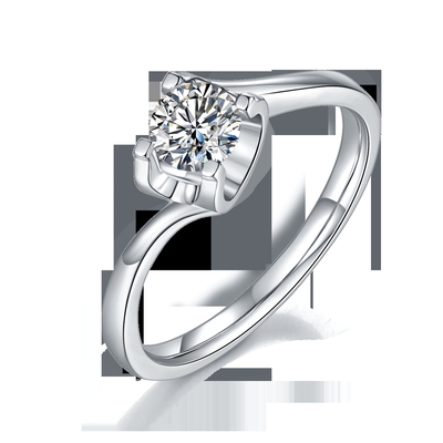 RD 4MM台形白いMoissanite 9Kの銀製リングCZの最小主義の結婚の宝石類