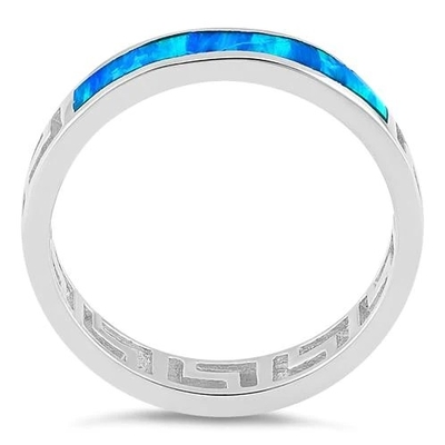 青いサファイアの約束ギリシャの本物パターン実験室の女性のための青いOpal婚約指輪