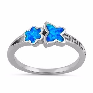 925純銀製の良質の青いオパールのギリシャの白い実験室の女の子のためのOpal Engagenentリングと
