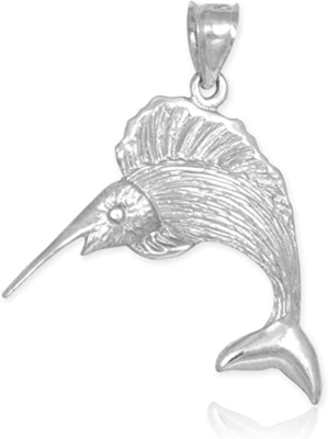 14kホワイト ゴールドは海洋生物のSailfishのビードの魅力の吊り下げ式のギフトを織った