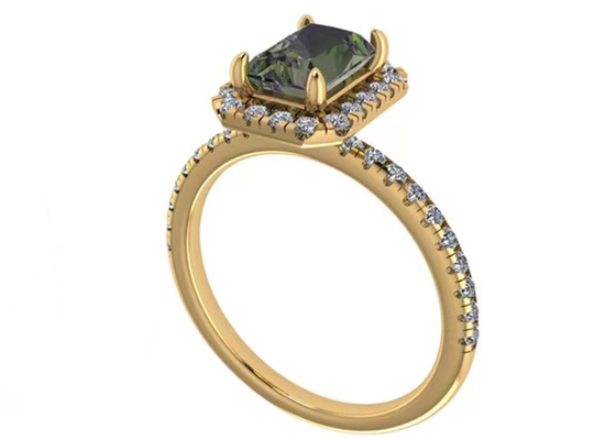 OV6X8mm 14K Solid Gold Jewellery、Rectangle 1.3 Carat Diamond Engagement Ring