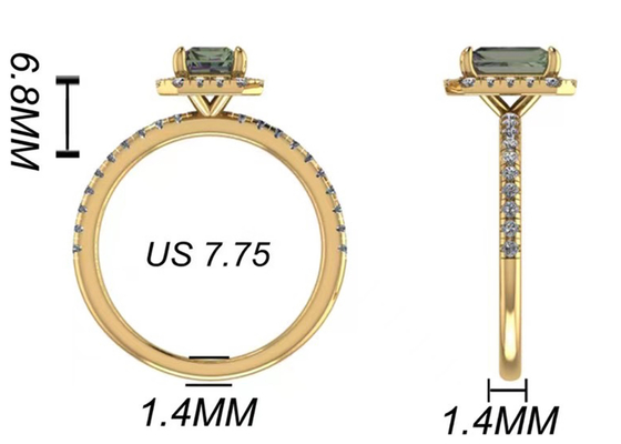 OV6X8mm 14K Solid Gold Jewellery、Rectangle 1.3 Carat Diamond Engagement Ring