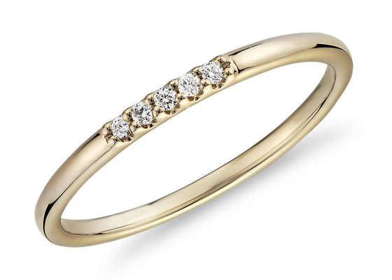 Engagement ODMのためのNatural Diamondの0.05ct 5pcs 9K Gold Ring 2MM