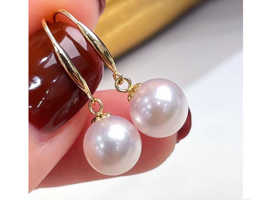 OEM Round Pearl Earring、Wedding 9-9.5MM DimensionのためのClassic Pearl Dangle Earrings