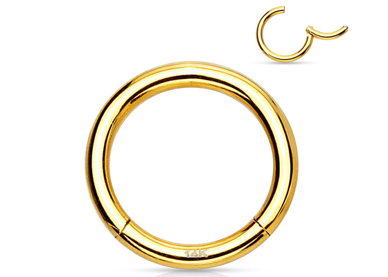 螺旋形Piercing 14K Gold Clicker For Cartilage Tragus 16g-40g