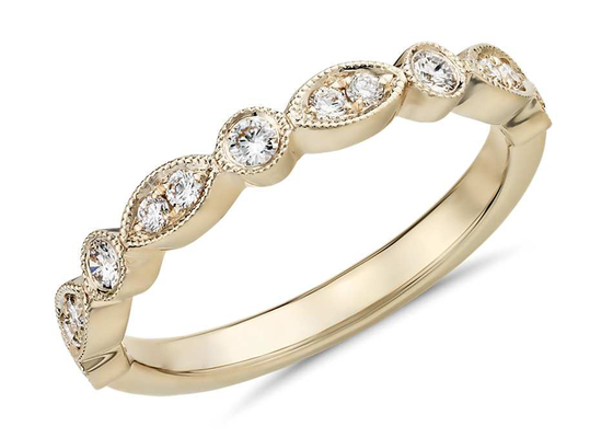 半分Eternity 14K Yellow Gold Band Ring Fancy Cut G-H VS1 0.28ct Claw Setting