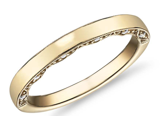 0.12ct Tiny 14K Yellow Gold Jewelry、Yellow Gold Diamond Wedding Bands前のCut ODM