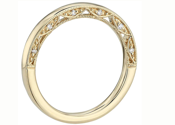 0.12ct Tiny 14K Yellow Gold Jewelry、Yellow Gold Diamond Wedding Bands前のCut ODM