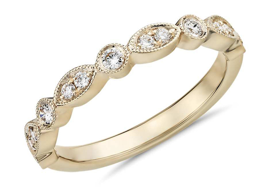9K 0.13ct Gold And Diamond Stacking Rings 1.5MMのwitdthのラウンド カットODM