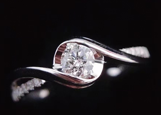Cut円形の0.46ct Real Diamond Jewellery Ring 14K White Gold Material ODM