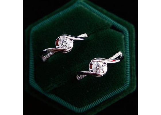 Cut円形の0.46ct Real Diamond Jewellery Ring 14K White Gold Material ODM