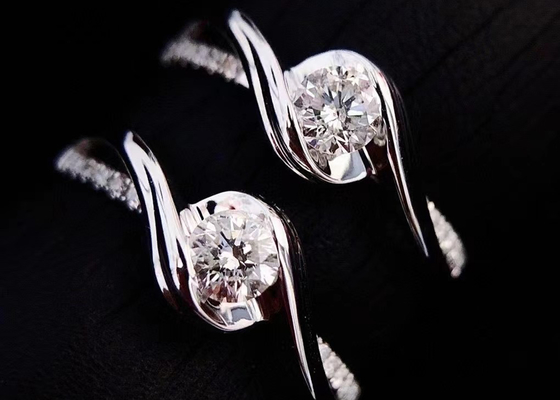 Cut円形の0.46ct Real Diamond Jewellery Ring 14K White Gold Material ODM