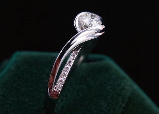 Cut円形の0.46ct Real Diamond Jewellery Ring 14K White Gold Material ODM