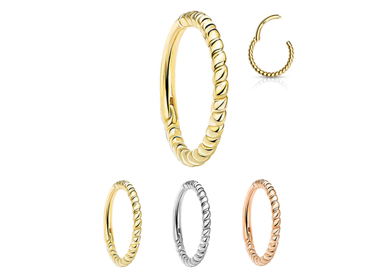 歪んだRope 14k Gold Nose Ring 18G、GiftのためのNose Piercing Clicker