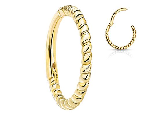 歪んだRope 14k Gold Nose Ring 18G、GiftのためのNose Piercing Clicker